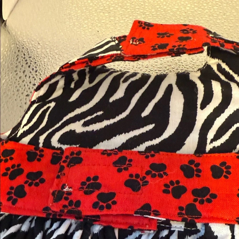 Red and Black Pet Dress with Zebra Print​